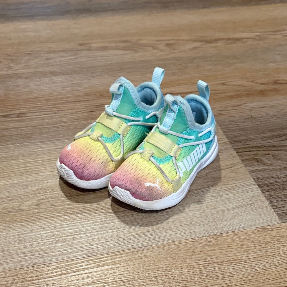 Puma Kids Sneakers - Yellow, Pink, and Green